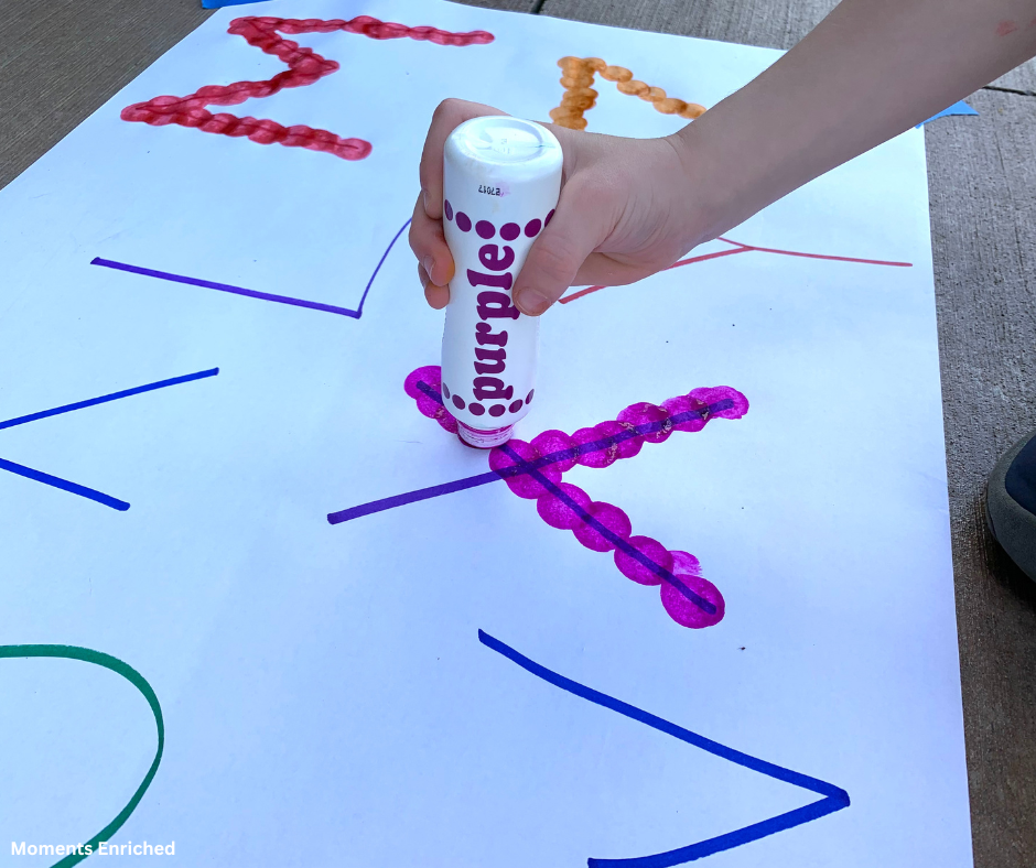 Easy Outdoor Alphabet Art Activity for Kids - Moments Enriched